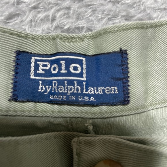 Polo Ralph Lauren Mens Vintage Chino Shorts Sage Green Pleated Made in USA 31 - Picture 2 of 8